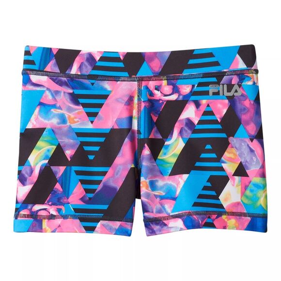 Fila Sport Girls Colorful Geometric Compression Athletic Bike Shorts L (14) - Picture 1 of 4